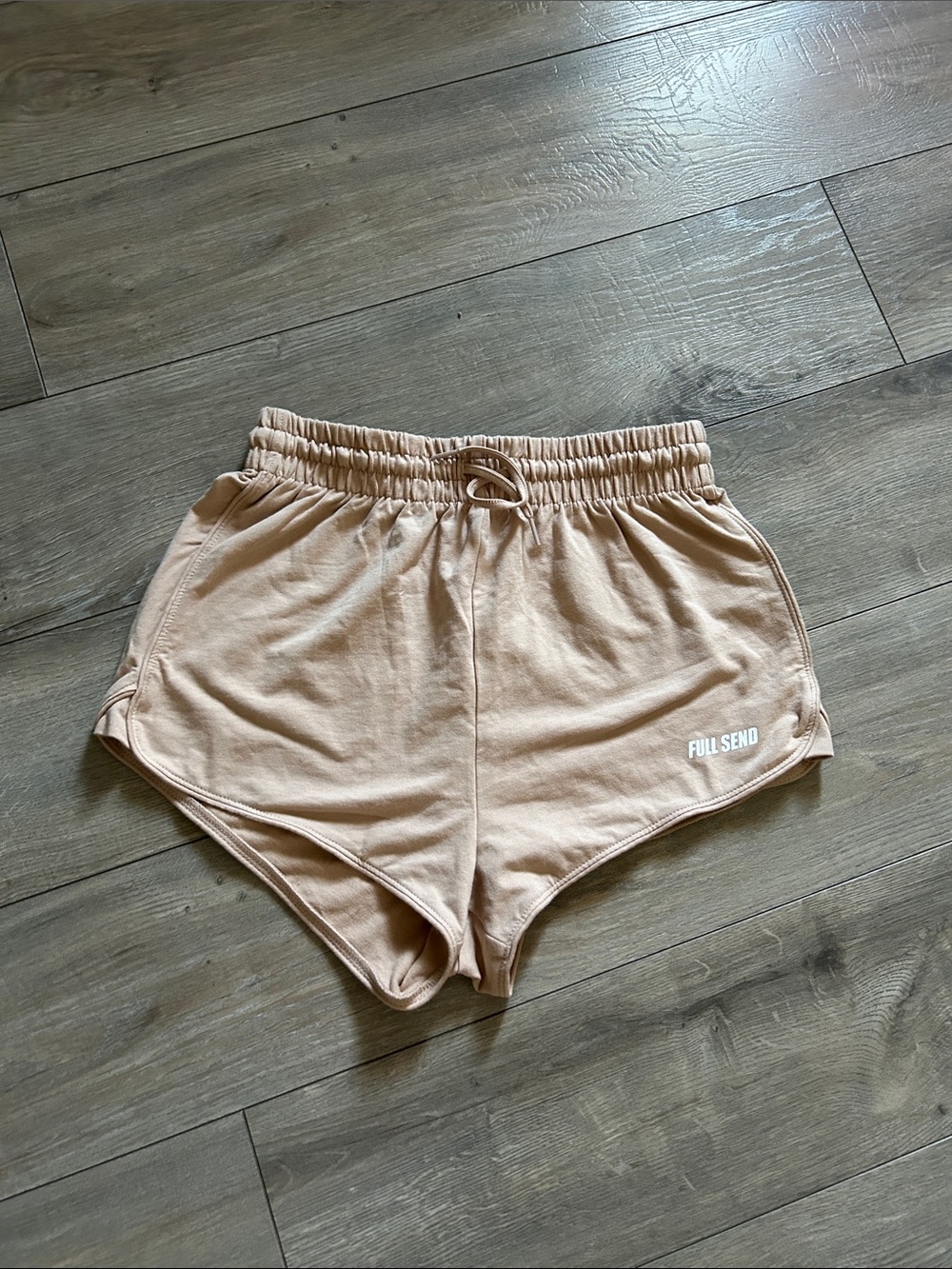 Super Cute Women's Drawstring Lounge Shorts in Beige